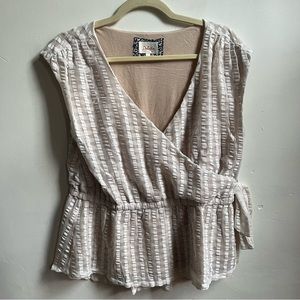 Anthropologie Cream Wrap Top